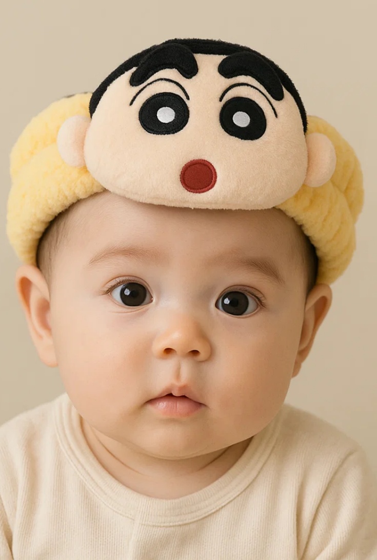 Baby Headband with Crayon Shin-chan Design – Plush Cartoon Character Style